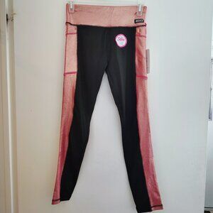 Justice girls side shine leggings in pink and black (size L)